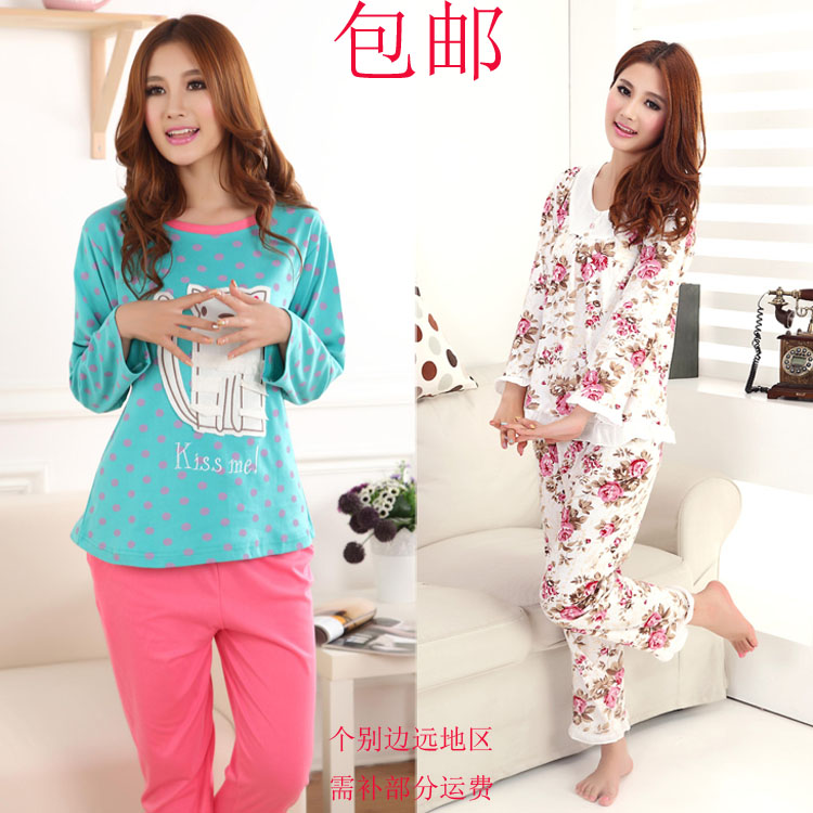 Sleepwear female 100% cotton long-sleeve spring sleep set women's cotton sleep set casual lounge