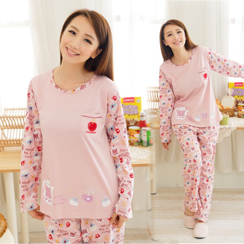 Sleepwear female autumn and winter long-sleeve sleepwear women's set cotton lounge