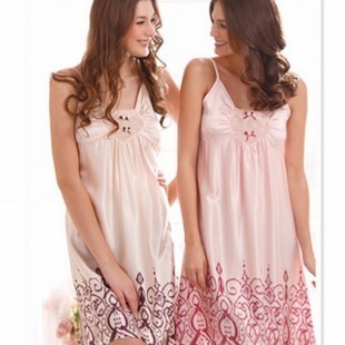 Sleepwear honorable women's  summer silk nightgown lounge