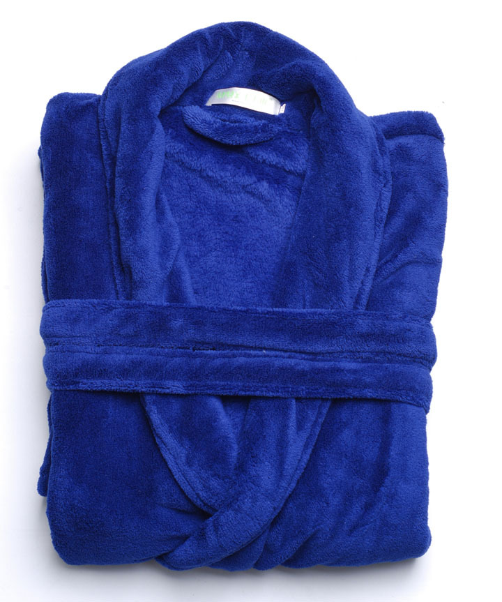 Sleepwear lovers bathrobe male robe coral fleece lounge Dark Blue