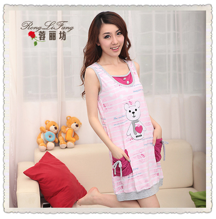 Sleepwear sleeveless nightgown cartoon sleepwear lounge set new arrival