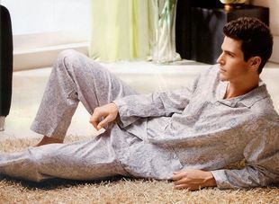 Sleepwear spring and autumn male woven 100% cotton long-sleeve lounge set m2115 on sale