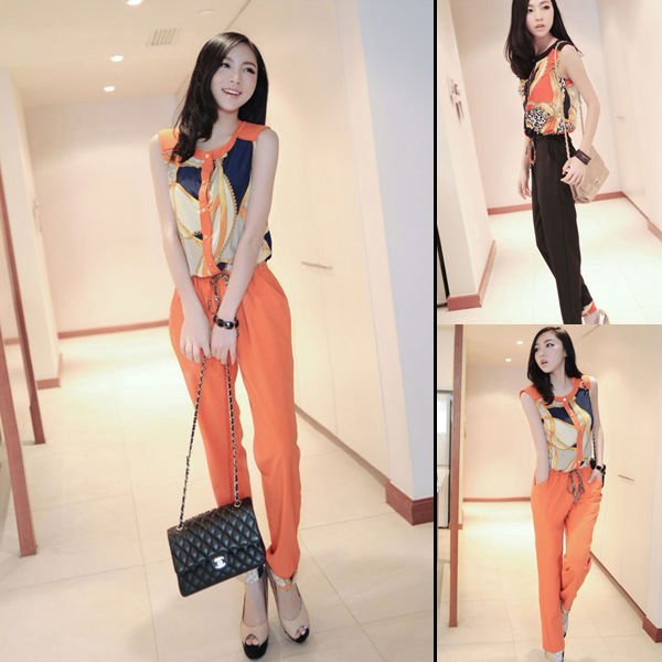 SLEEVELESS COLOR BLOCK PRINTED JUMPSUIT 2625coolboy