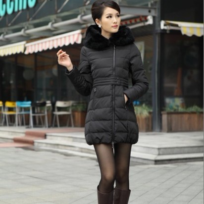 Slim 2012 winter with a hood women's woman plus size down coat rex rabbit hair