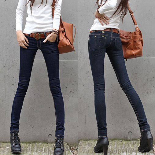 Slim denim trousers skinny pants 8459 free shipping