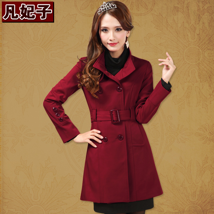 Slim double breasted trench spring and autumn women's medium-long plus size overcoat outerwear 03