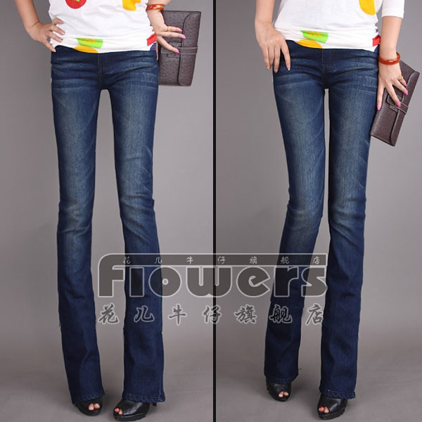 Slim flare trousers jeans women's elastic casual trousers all-match female trousers 1810 skull