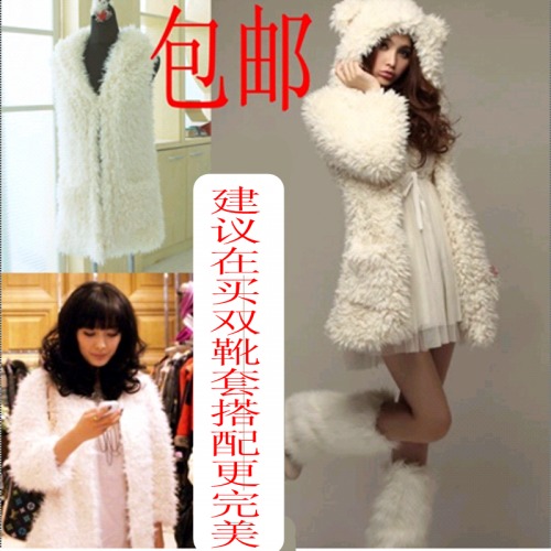 Slim hip outerwear plush overcoat fur coat berber fleece goatswool women's overcoat