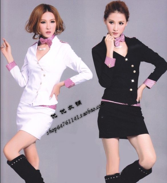 Slim long-sleeve stewardess loading the fashion ol professional set work wear sauna, technicalness service