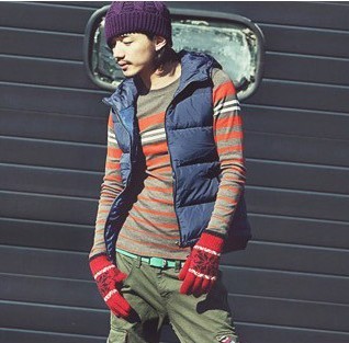 Slim male autumn and winter cotton vest thermal with a hood all-match lovers vest men and women vest