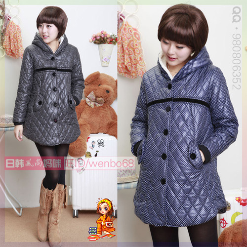 Slim maternity outerwear trench thermal thickening cotton-padded jacket autumn and winter maternity clothing