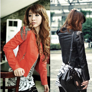 Slim short design 2012 spring and autumn women's cool motorcycle zipper water washed leather clothing coat