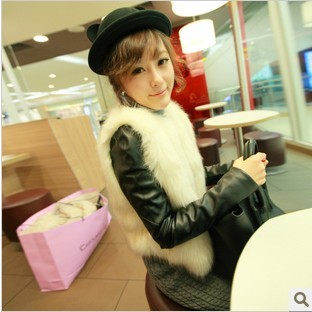 Slim short design cotton-padded jacket fashion PU faux short design jacket fur coat female free shipping