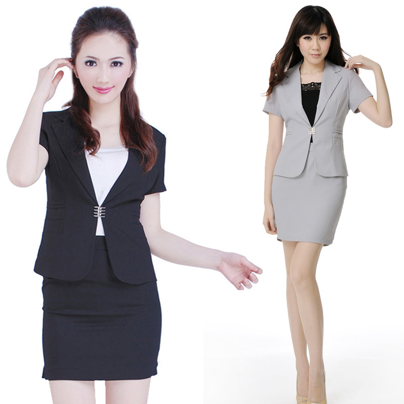 Slim ! summer short-sleeve women's suit formal work wear women skirt set work wear a207