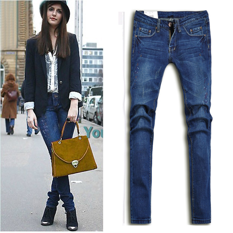 Sly 2012 multicolour painted women's tight-fitting jeans skinny 6023 slimming pants