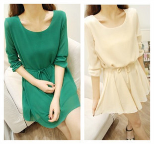 Small 2013 A - shaped type belt chiffon one-piece dress