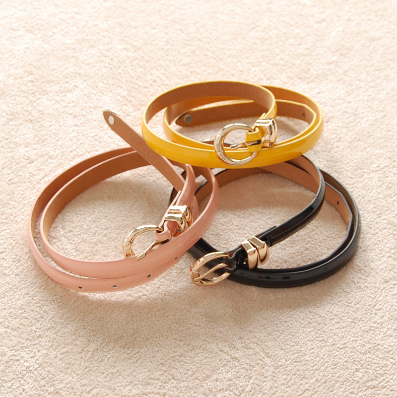 Small accessories all-match round toe japanned leather all-match women's belt