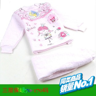 Small ant child underwear set 100% cotton child underwear female child thermal underwear baby underwear set