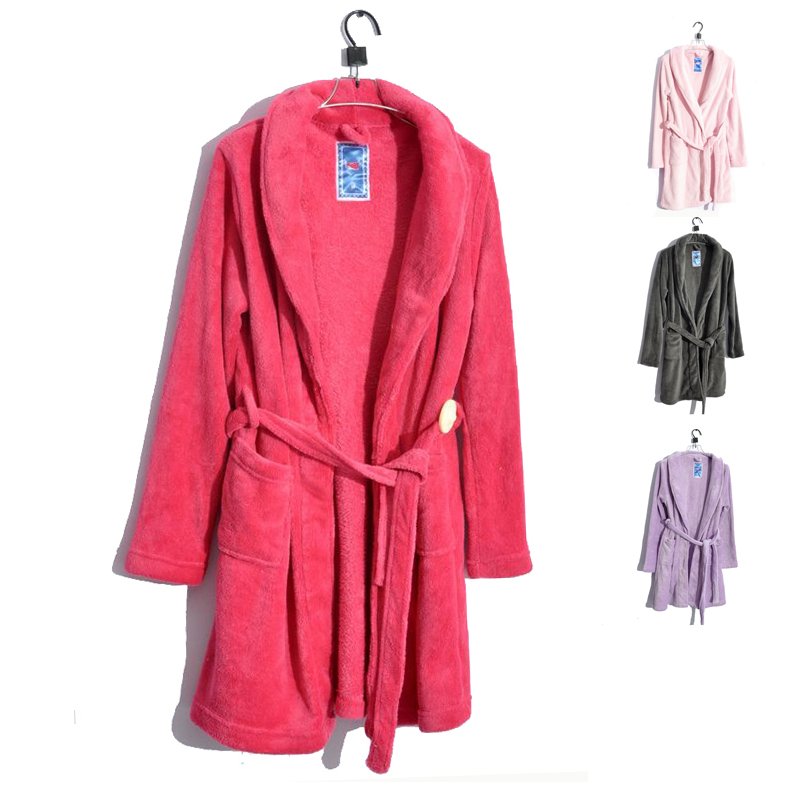 Small autumn and winter Women thermal brief coral fleece short design bathrobe robe sleepwear