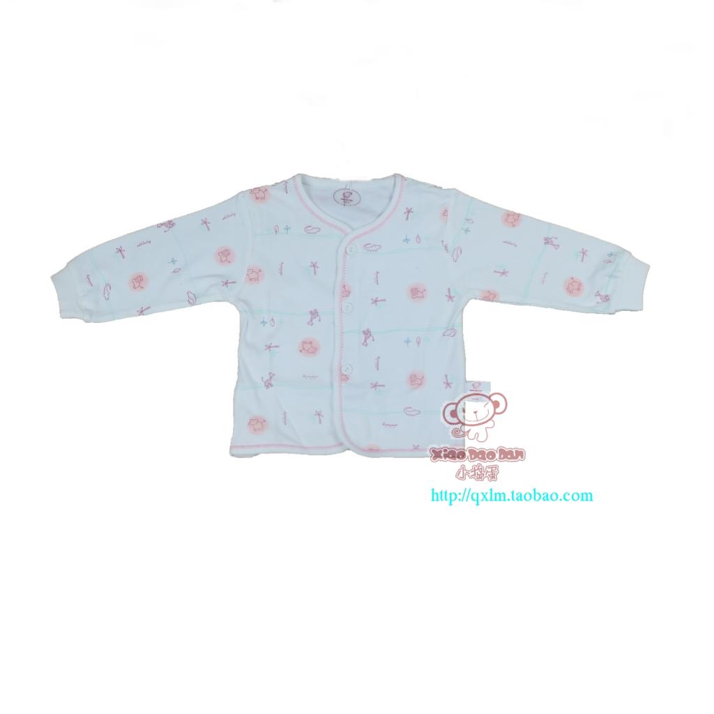 Small baby 100% cotton double faced print peach shirt separate underwear sports clothing long johns 0 - 12 baby