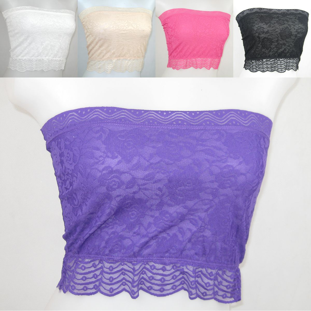 Small basic 0226 sexy lace tube top tube top medium-long candy color no shoulder tape