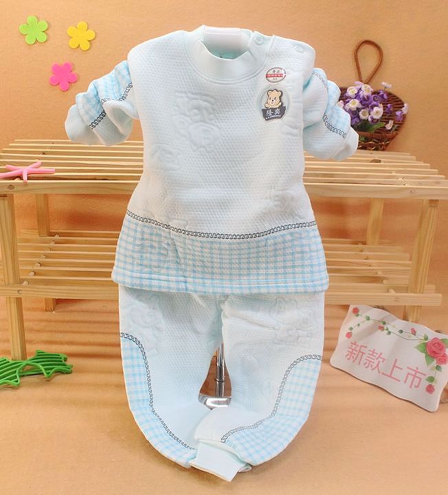 Small child winter thermal underwear set 100% cotton cotton-padded thickening underwear panties buckle baby underwear set