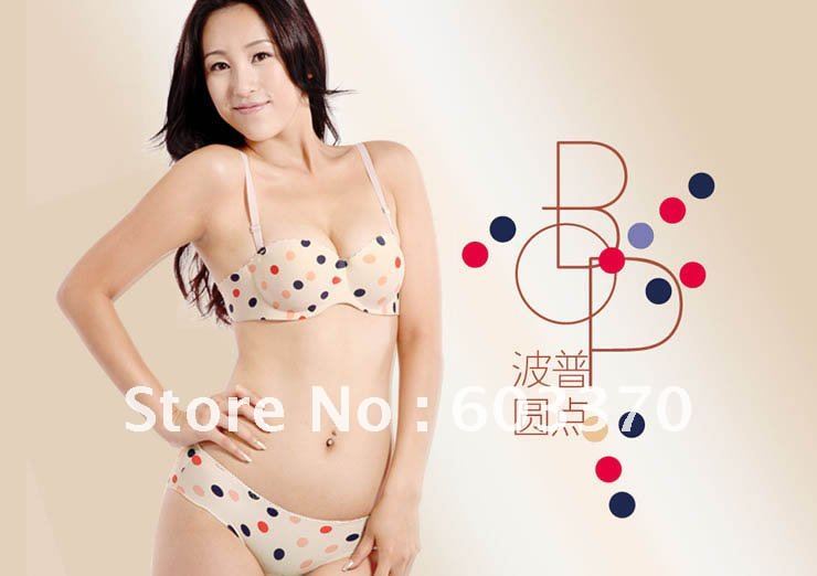 Small Dot Seamless One-piece Bra Half Cup Bra set Underwear Set