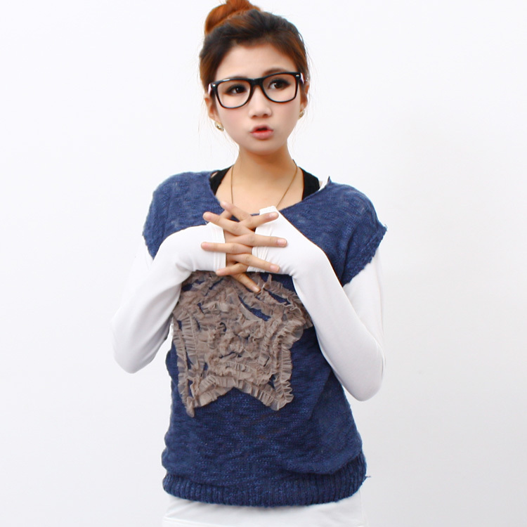 Small spring lace five-pointed star sleeveless pullover sweater vest