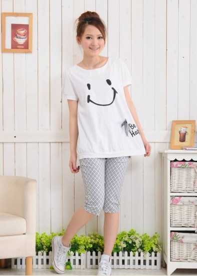 Smiley summer maternity clothing short-sleeve top maternity t-shirt