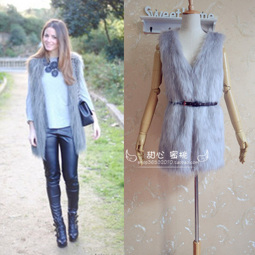 Smoky grey long design vest outerwear