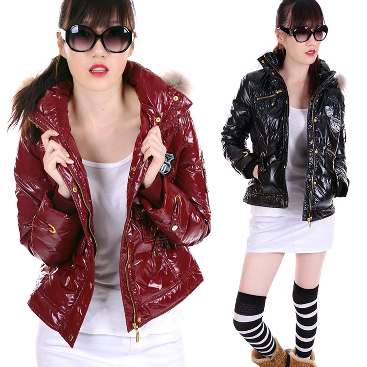 SNOOPY women's short design down coat thickening fur collar leather coat 9s383