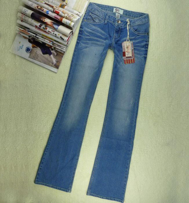 So 2012 female wowed pleated bell-bottom jeans boot cut plus size available a2