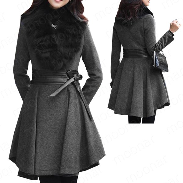 So Nobly Women's Elegant  Faux Fur Windbreaker Fur Collar OverCoat Jacket Casual e0925