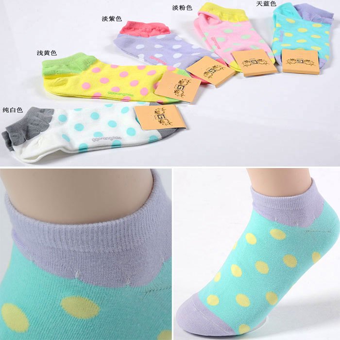 Sock slippers multicolour polka dot candy color women's sock slippers dw054