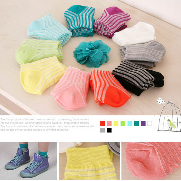 Socks candy socks summer thin stripe crystal stockings female sock w40