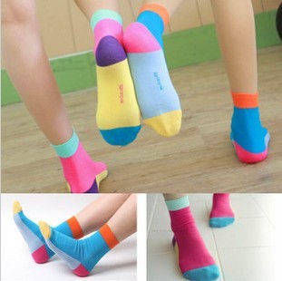 Socks fashion colorful color block decoration candy color socks color block decoration sock slippers cotton socks