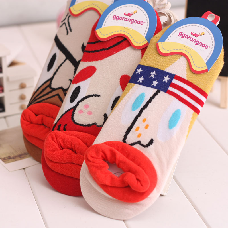 Socks male Women cartoon socks lovers sock cotton socks sock slippers candy color big