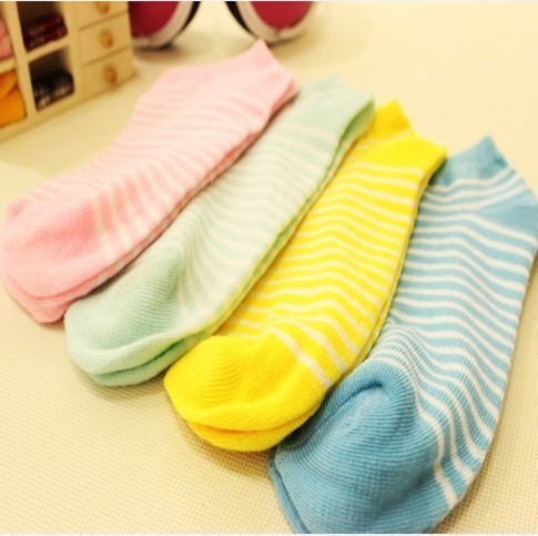 Socks Shopping A050 Summer Candy Color Thin Stripe Soft Socks For Women 30 Pairs/lot Free Shipping