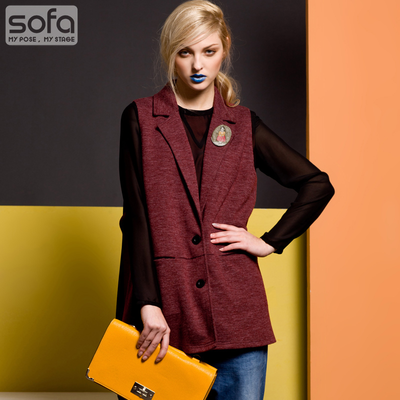 Sofa sofa 2013 spring casual all-match suit collar fashion patchwork vest female sjxf0150