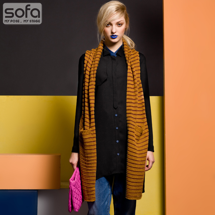 Sofa sofa 2013 spring fashion personality stripe sleeveless sweater cardigan female sjxm0677