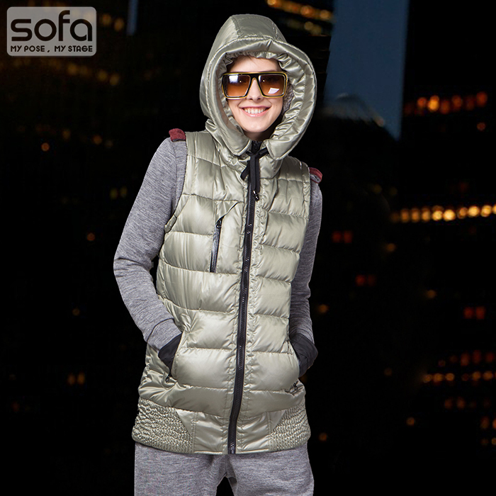 Sofa women's 2012 winter all-match with a hood medium-long vest siwr0131