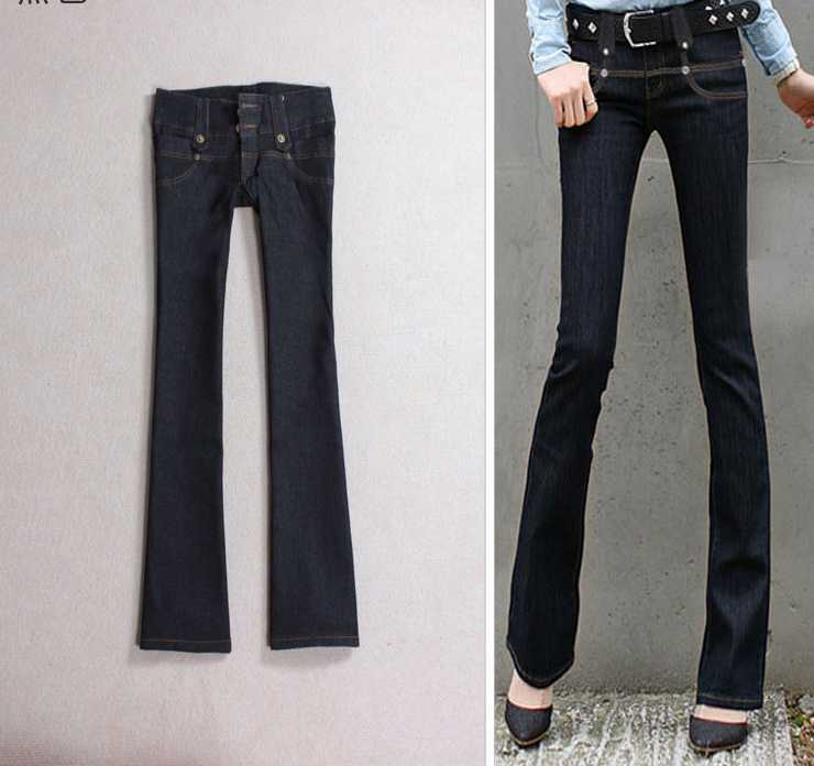 solid color mid waist bell bottom jeans with belt