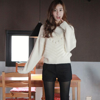 Solid color pullover long-sleeve sweater 11589 free shipping