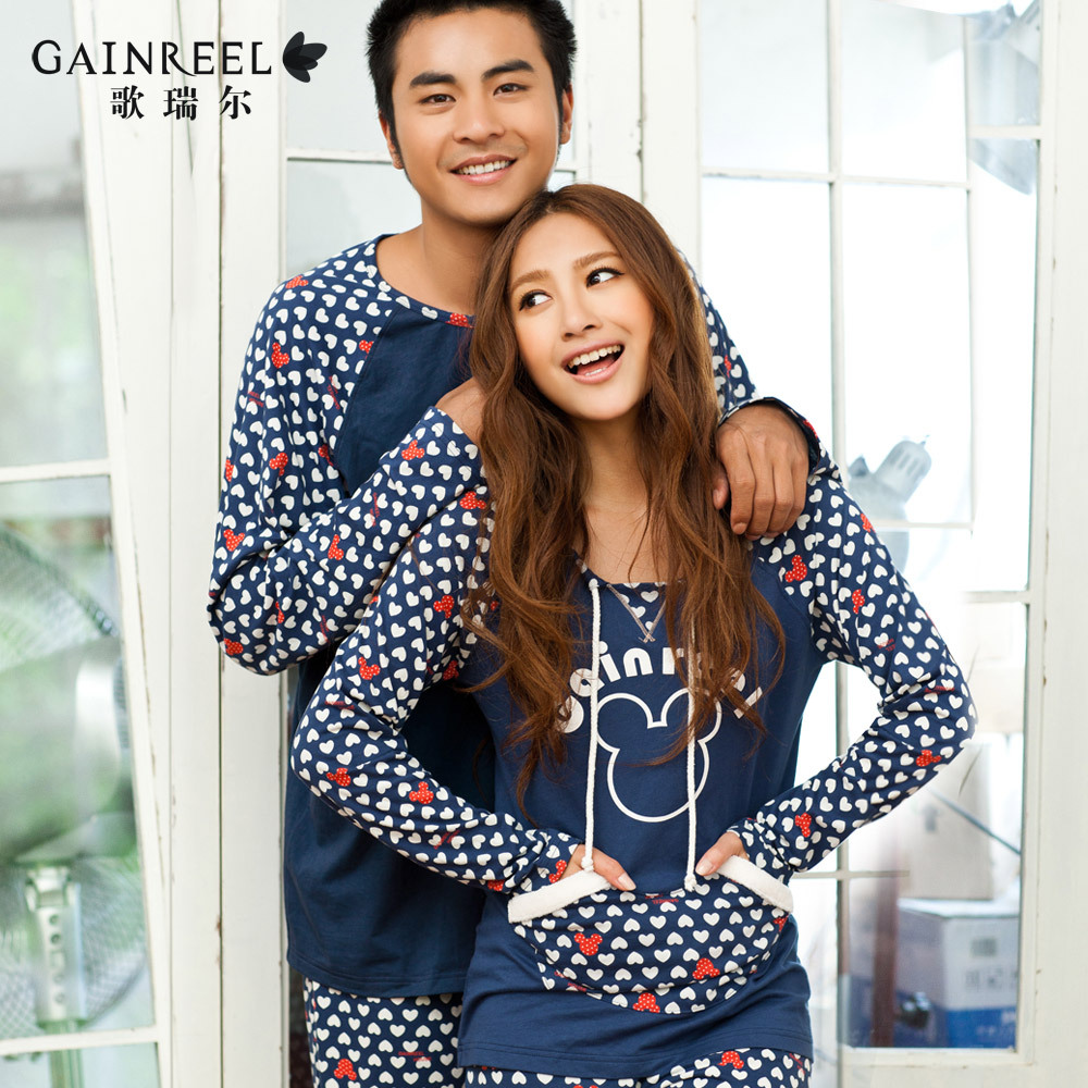 Song arrail brief casual at home service long-sleeve lovers of pure cotton animal sleepwear lounge set