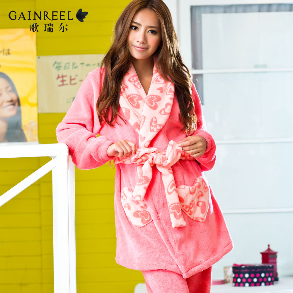 Song arrail Sweets coral fleece sleepwear thickening women's lounge set