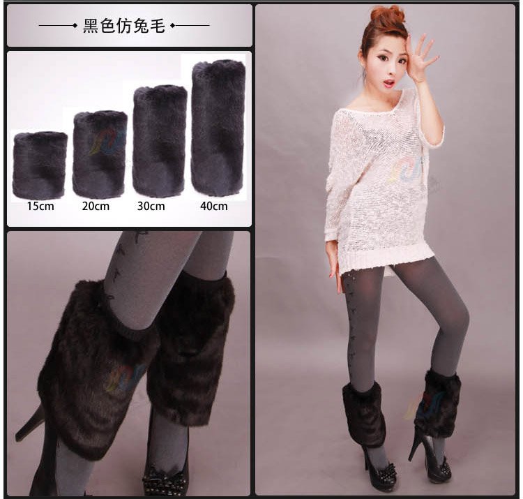 South Korea vogue female qiu dong imitation fur grow legs overshoes set socks brief paragraph feather shoe set