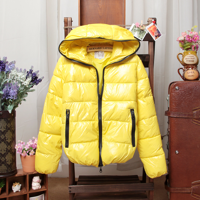 Soviet-style clothing 2012 autumn and winter women candy color glossy cotton-padded jacket with a hood short design wadded