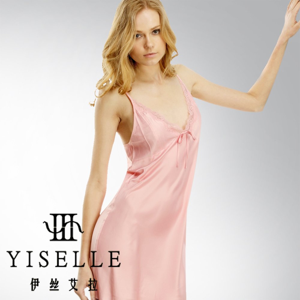 Spaghetti strap nightgown sexy faux silk derlook sleepwear 6242