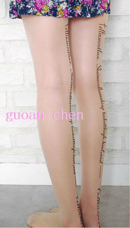 Special Leters Line Transparent Tights Leggings Tattoo Pantyhose Stockings