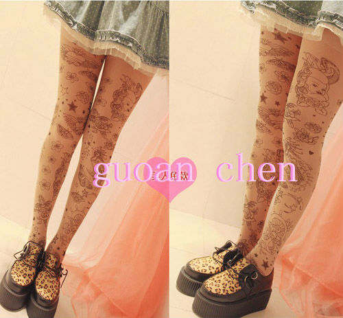 Special Mermaid Print Tattoo Pantyhose Transparent Tights Leggings Stockings